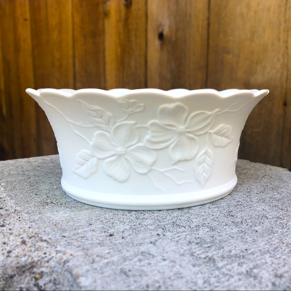 Kaiser white bisque floral porcelain dish-M. Frey